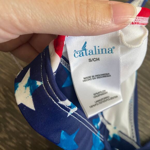 Catalina Women's Size Small American Flag July 4th Halter Tie Bikini Swim Top - Picture 5 of 6